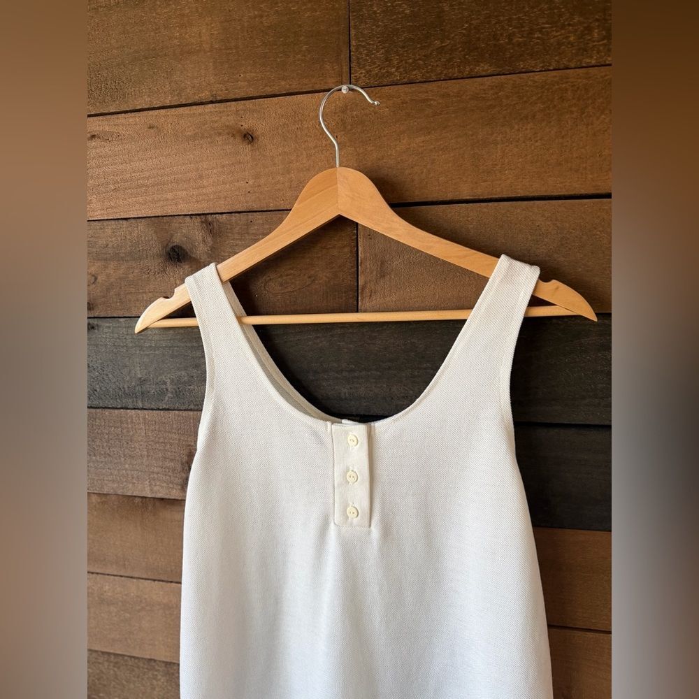 Vintage White Henley Tank Top 80s Made In USA - Picture 14 of 16